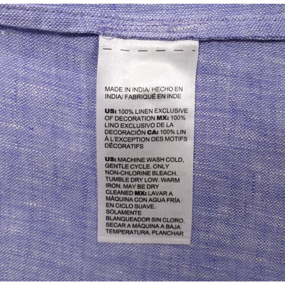 Chico's Women's Sz 3 Embroidered Linen Rick Rack Trim Tunic Blue Veil Top - Picture 8 of 9